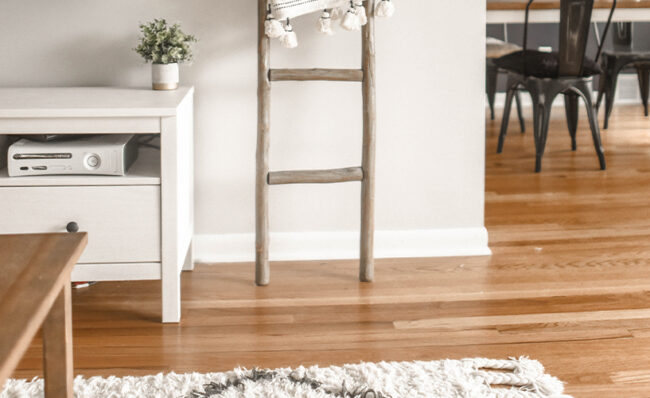 This image shows a hardwood floor in a home.